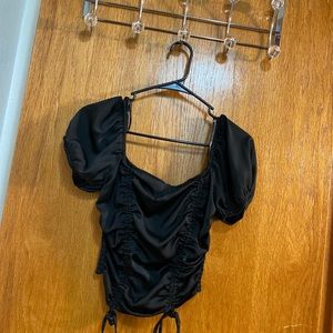 Black silky trendy blouse